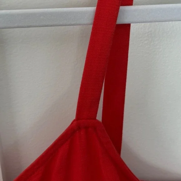 New Loft Red Flounce Dress Red Button Down Sleeveless Ruffle Cotton XL NWT - Picture 4 of 13